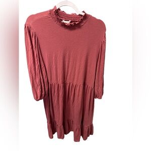 Cato Women's 18/20 W long-sleeve, ruffled-neck tiered babydoll dress.